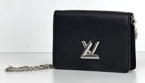 Louis Vuitton Twist Belt Wallet Bag on Chain Black Textured Epi Leather NFC S11